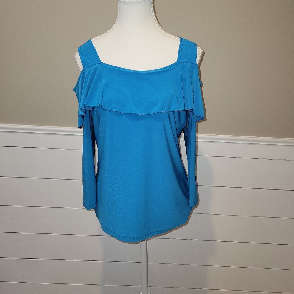 Turquoise Feminine Look & Fun Top- Size S (8-10 per designer's website)